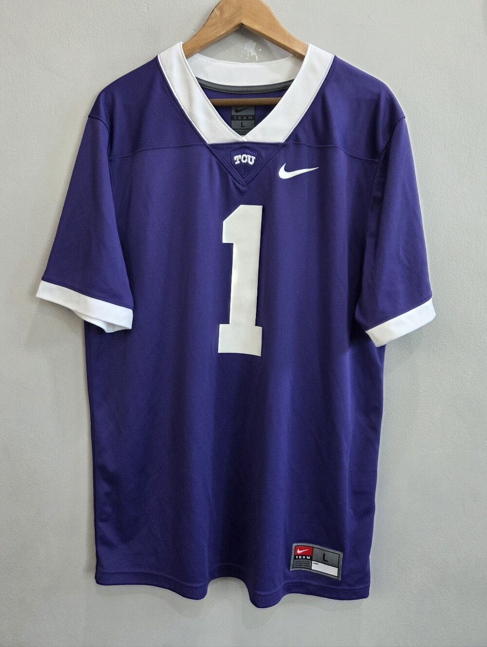 Nike Dri-Fit Team TCU Horned Frogs #1 Football Jersey Purple Men's Size Large